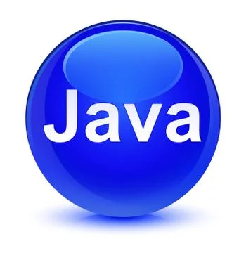 Java glassy blue round button 库存插图