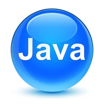 Java glassy cyan blue round button Stockillustratie