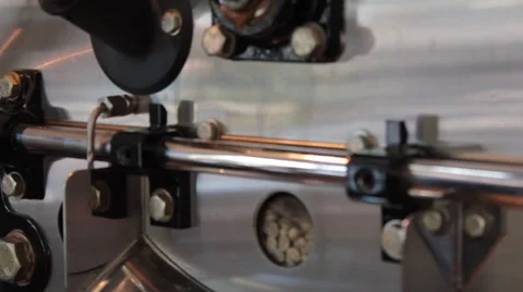 Java, Green Coffee Beans Spinning in Roaster  Stock Footage 37256170