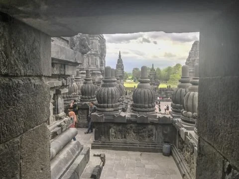 JAVA, INDONESIA - AUGUST 2017: Prambanan temple near Yogyakarta on Java islan Stock Photos
