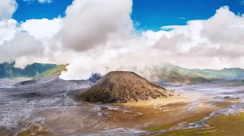 Java Indonesia. Bromo volcano national park panorama. Beautiful extreme nature Stock Footage 64878012