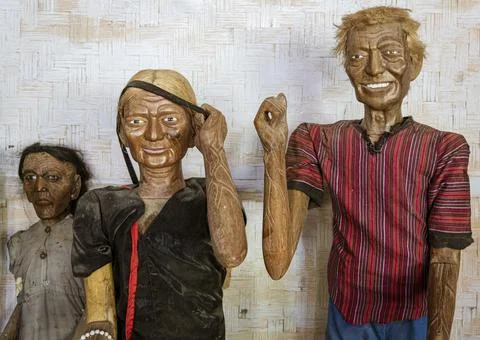 Java, Indonesia, June 13, 2022 - Tau Tau are wooden effigies carved in Toraja to 스톡 사진