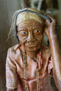 Java, Indonesia, June 13, 2022 - Tau Tau are wooden effigies carved in Toraja to Stock Photos