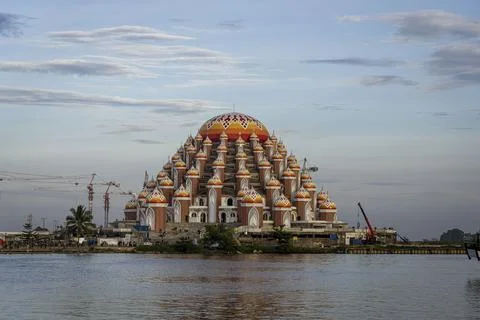 Java, Indonesia, June 13, 2022 - 99 Domes Mosque in Makassar is a popular sunset Stock Photos