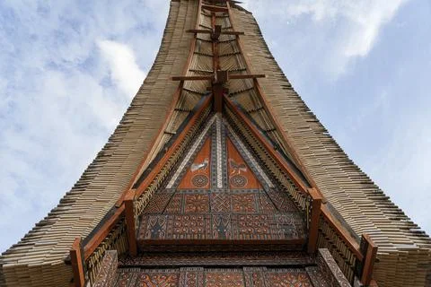 Java, Indonesia, June 13, 2022 - Toraja homes all follow the same rigid design 스톡 사진