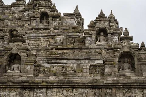 Java, Indonesia, June 13, 2022 - Borobudur Temple shown with multiple sitting Stock Photos
