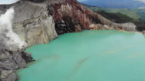 Java Indonesia Sulfur Volcano Kawah Ijen in Slow Motion Stock Footage 142314260