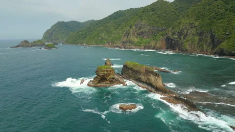 Java Indonesia Wild Rugged South Coast Pantai Papuma Jember Mountains Erosion 库存影片 345033561