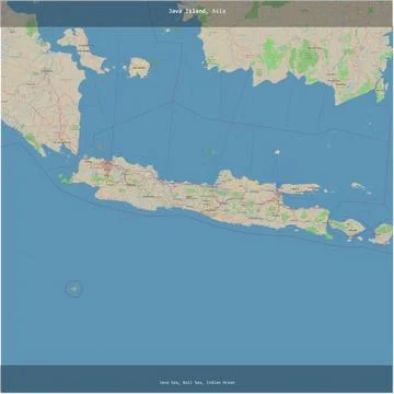 Java Island, Indonesia, cropped to square. Topo standard Stock Illustration