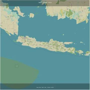 Java Island, Indonesia, cropped to square. Topo Humanitarian Stock-Illustration