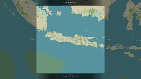 Java Island, Indonesia, highlighted and labelled. Topo Humanitarian Illustrazione stock