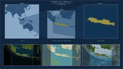 Java Island. Indonesia. Location diagram. Yellow Stock Illustration
