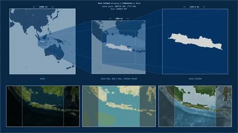 Java Island. Indonesia. Location diagram. White Stock Illustration