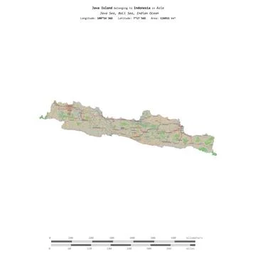 Java Island. Indonesia. Shape on white. Topo standard Illustration