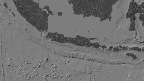 Java Island in the Java Sea on a bilevel elevation map Stockillustratie