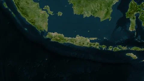 Java Island in the Java Sea on a satellite image taken in May 22, 2018 Illustration