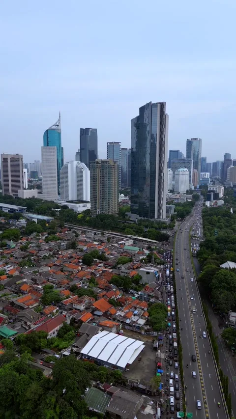 Java Jakarta Indonesia drone cityscape Stock Footage 310602982