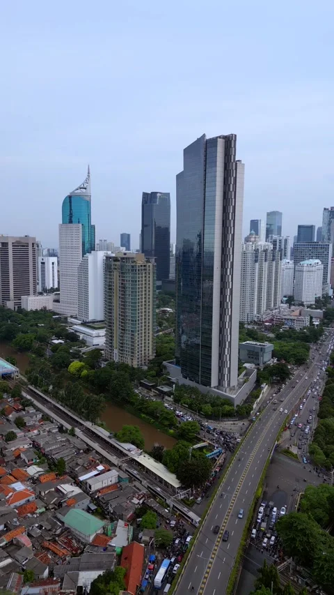 Java Jakarta Indonesia drone cityscape Stock Footage 310603021