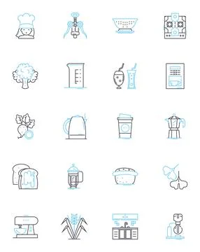 Java joint linear icons set. Beans, Espresso, Latte, Mocha, Cappuccino Stock Illustration