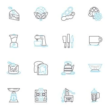 Java joint linear icons set. Beans, Espresso, Latte, Mocha, Cappuccino Stock Illustration
