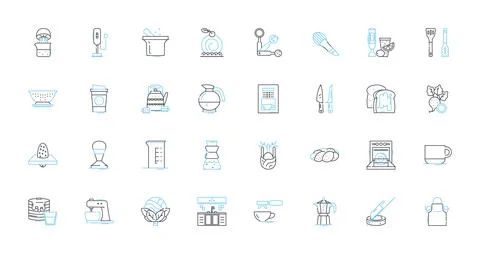 Java joint linear icons set. Beans, Espresso, Latte, Mocha, Cappuccino Stock Illustration
