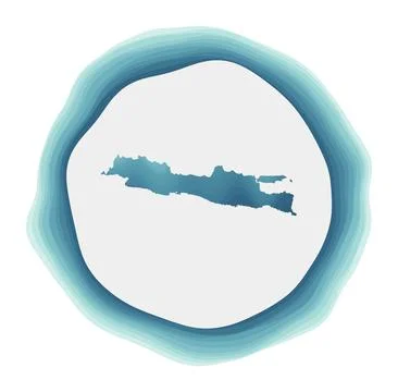 Java logo. Badge of the island. Layered circular sign around Java border sh.. 스톡 일러스트