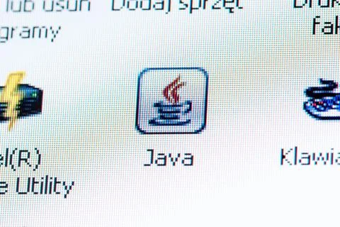 Java logo icon and programming language simple concept, nobody. Java softwa.. Stock Photos