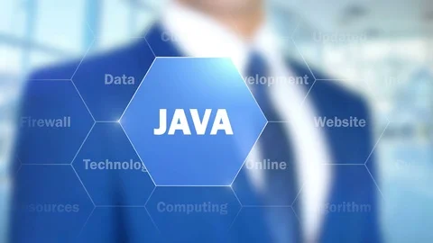 Java, Man Working on Holographic Interface, Visual Screen Stock Footage 74501026