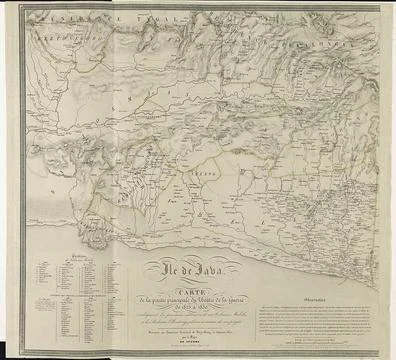 Java map, during the Java War 1825-1830 (left part); Ile de Java. Carte de... Stock Photos