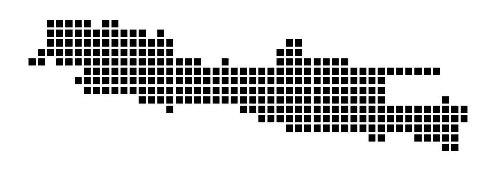 Java map. Map of Java in dotted style. Borders of the island filled with re.. Stockillustratie