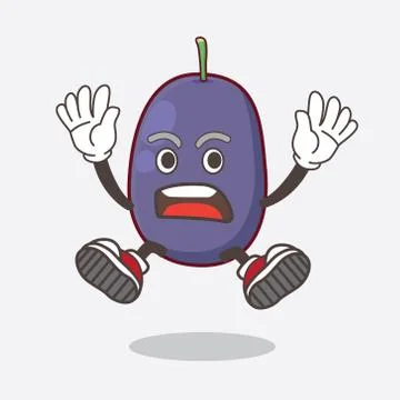 Java Plum cartoon mascot character with shocking gesture Stock-Illustration