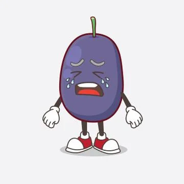 Java Plum cartoon mascot character with crying expression Ilustración de archivo