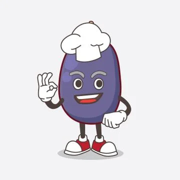 Java Plum cartoon mascot character in a chef dress and white hat Stock-Illustration