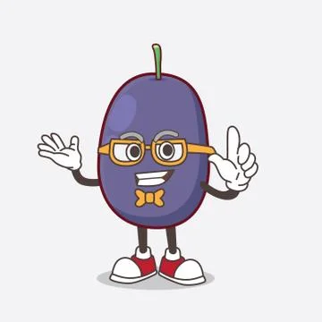 Java Plum cartoon mascot character in geek style Stockillustratie