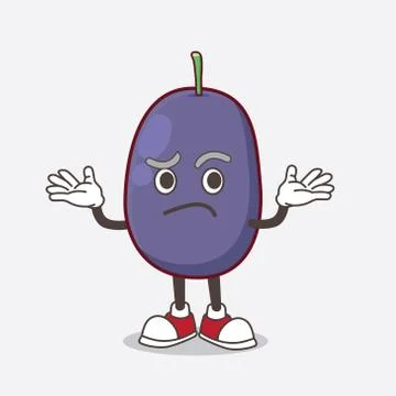 Java Plum cartoon mascot character in comical grinning expression Ilustración de archivo