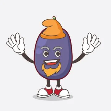 Java Plum cartoon mascot character performed as an Elf on the stage Stock-Illustration