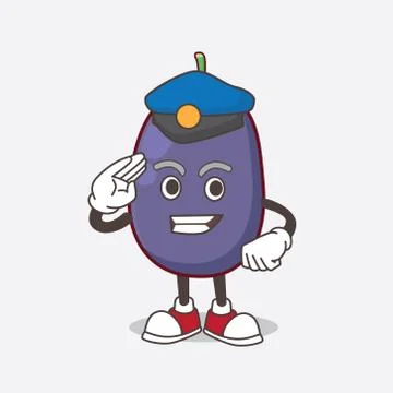 Java Plum cartoon mascot character working as a Police officer Stock-Illustration