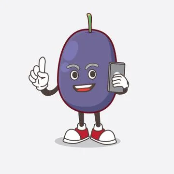 Java Plum cartoon mascot character speaking on the phone Illustration