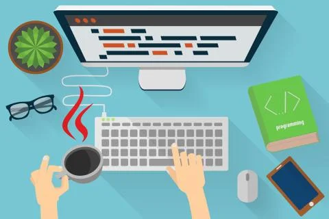 Java programmers workplace Stock Illustration