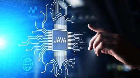 Java programming language application and web development concept on virtual Stock Photos