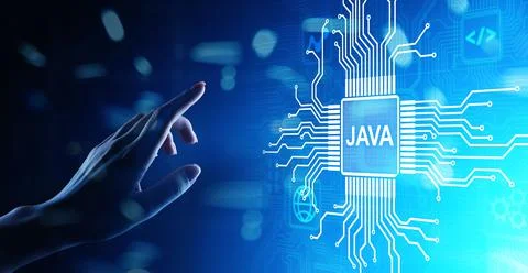 Java programming language application and web development concept on virtual Stock Photos