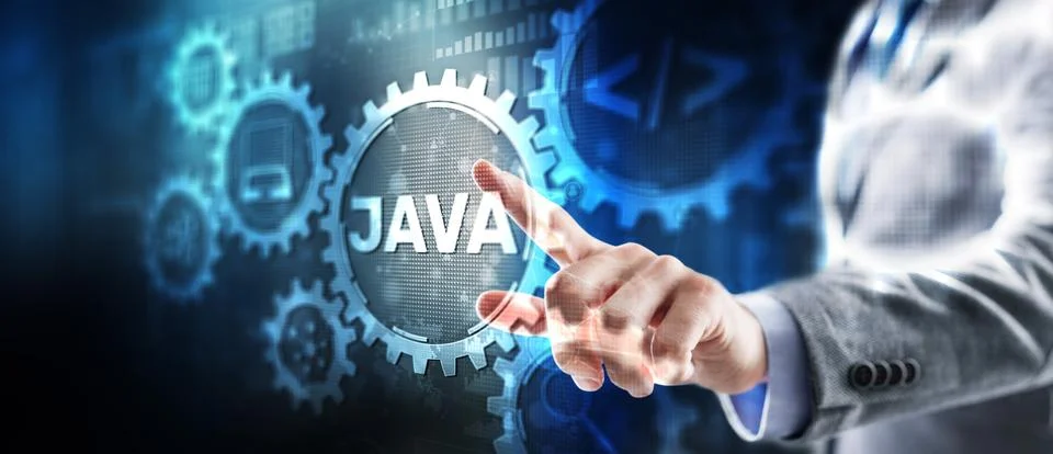 Java programming language web development concept. Technology Internet concept Stock Photos