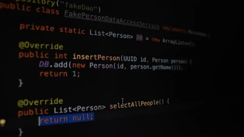 Java programming, programmer working on a program, application Stock Footage 142317680