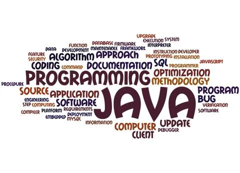 Java programming, word cloud concept Stock Illustration