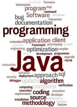 Java programming, word cloud concept Stock Illustration