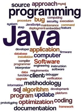 Java programming, word cloud concept Stock Illustration