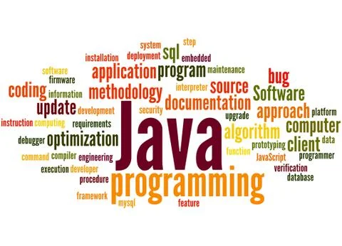 Java programming, word cloud concept Stock Illustration