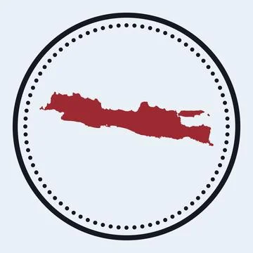 Java round stamp. Round logo with island map and title. Stylish minimal Jav.. 스톡 일러스트