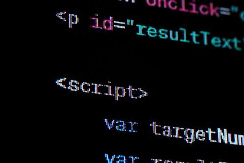 Java script source code on the screen. Stock Photos