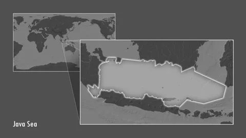 Java Sea. Bilevel map. Patterson Cylindrical. Diagram 動画素材 293197520